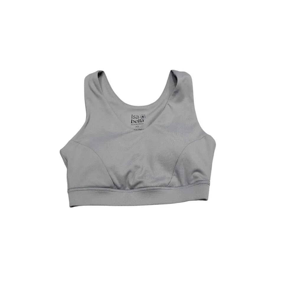 Isabella Womens Gray Moisture Wicking UV Protection Sports Bra Size XS